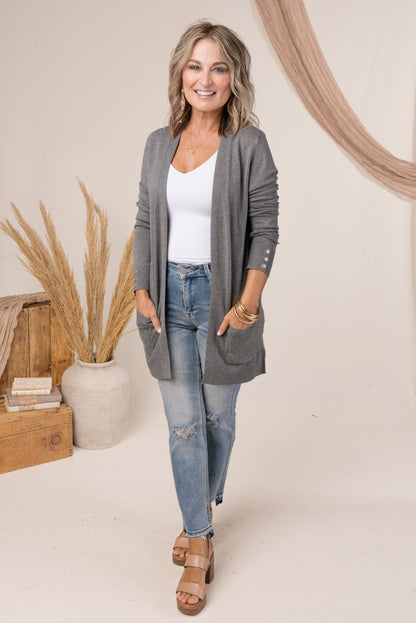 Button Cuff Sweater Cardigan