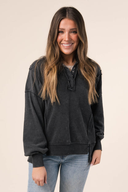 Mineral Washed Half Snap Pullover