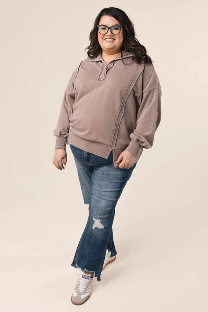 Mineral Washed Half Snap Pullover
