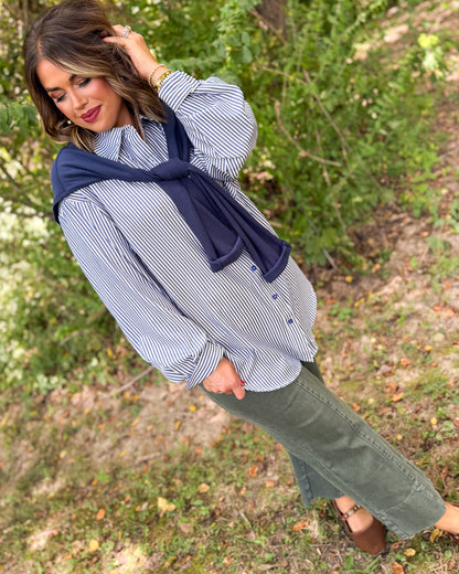 Double Vision Striped Layered Look Shirt