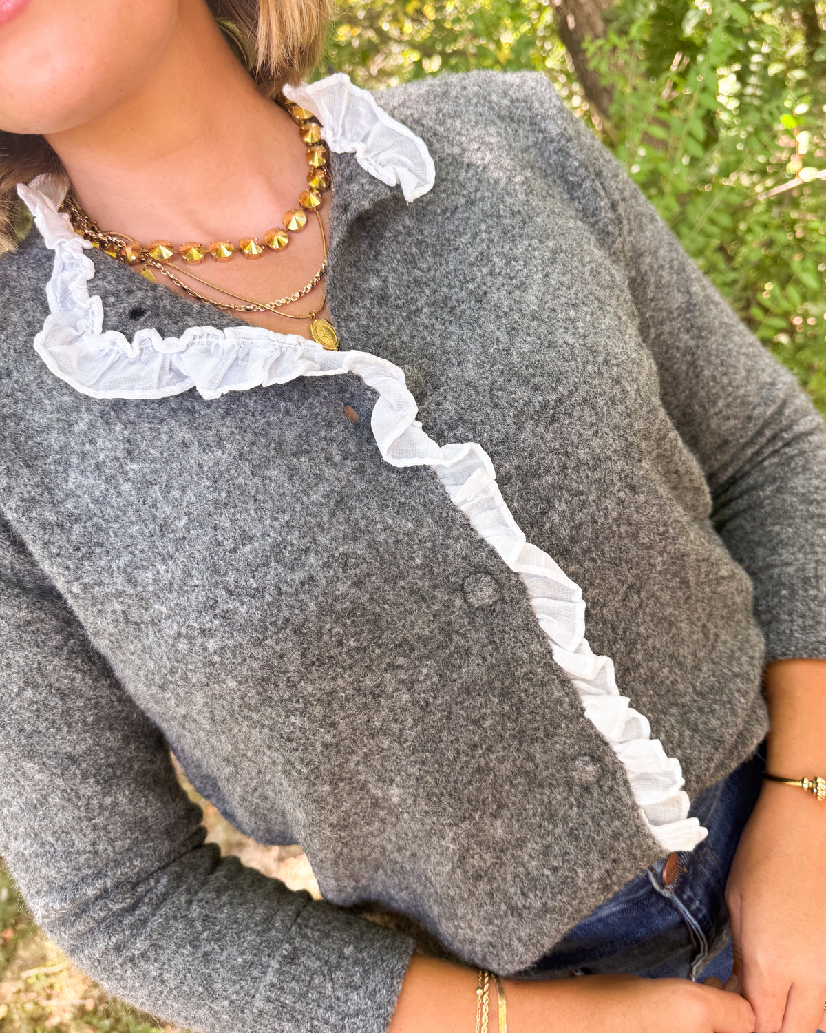 All The Frills Ruffle Detail Sweater Cardigan