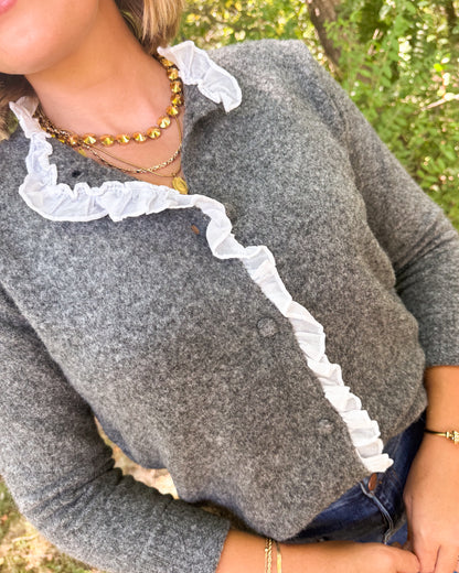 All The Frills Ruffle Detail Sweater Cardigan