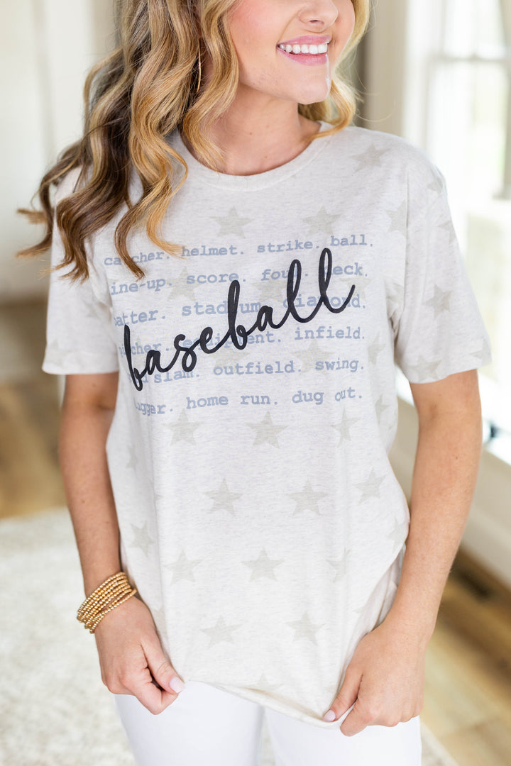 Star Print Baseball Chatter Graphic Tee