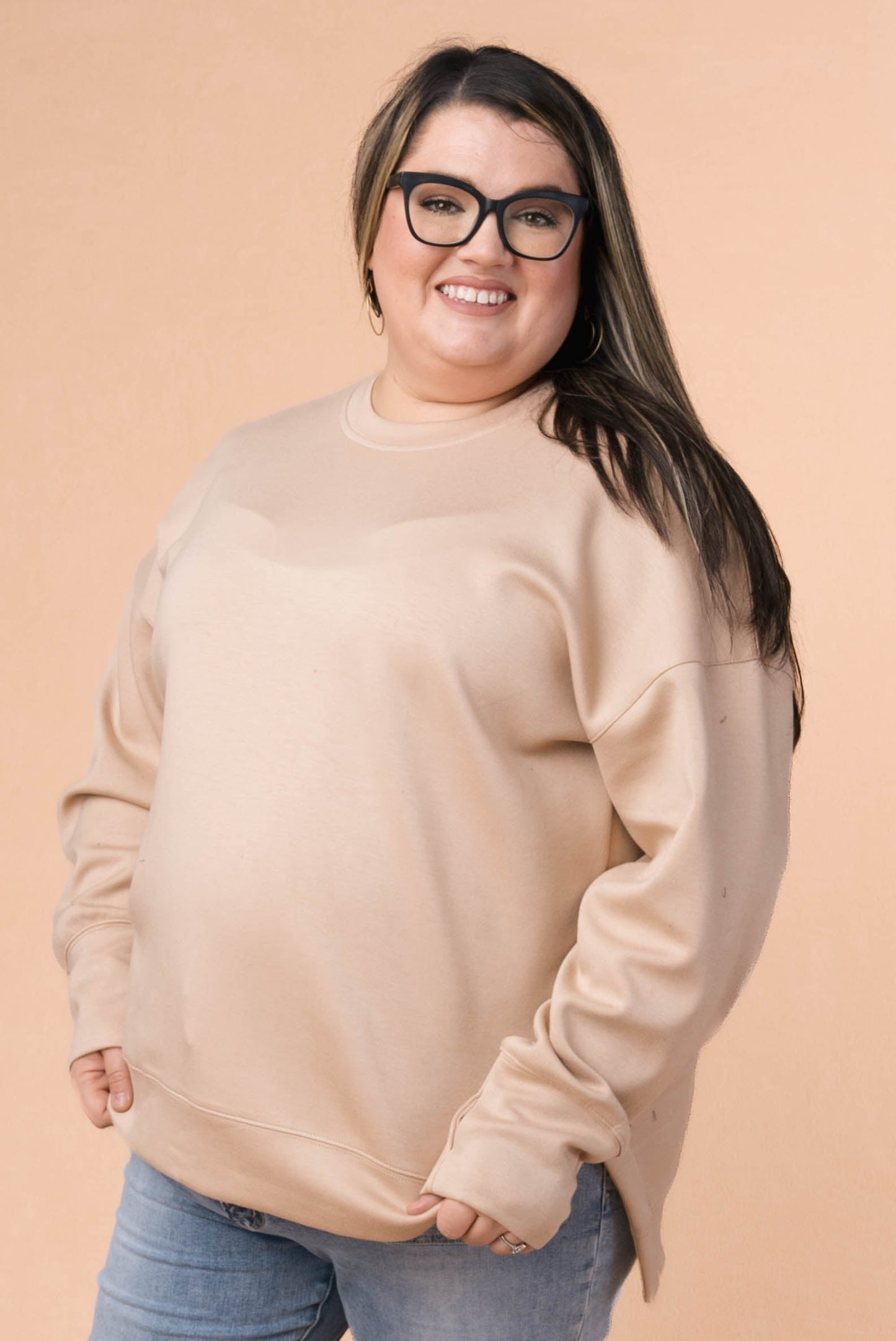 Split Hem Thumbhole Pullover