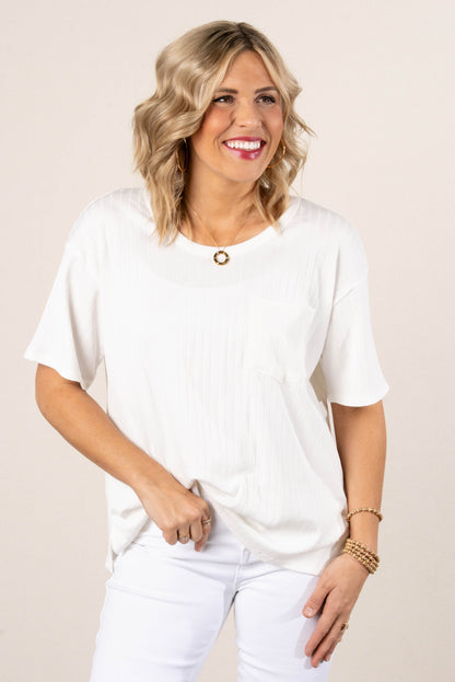 Wide Ribbed Pocket Top
