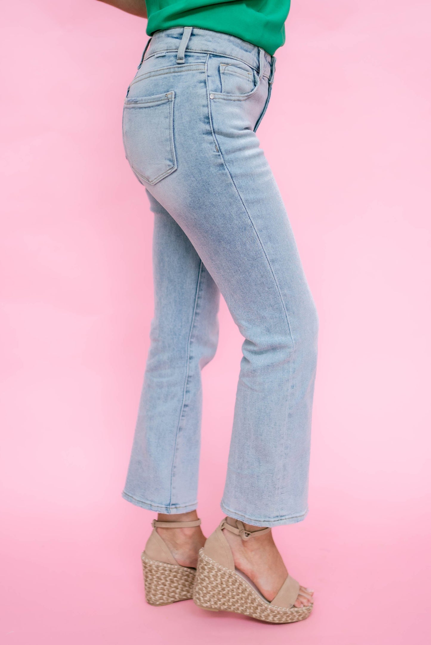Risen Mid Rise Crop Flare Jeans