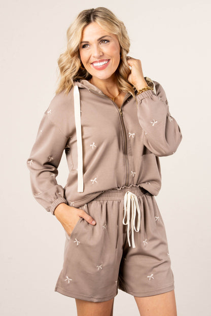 Bow Embroidered Jacket + Shorts Set