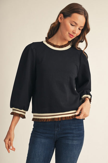 A Touch Of Envy Contrast Ruffle Edge Top
