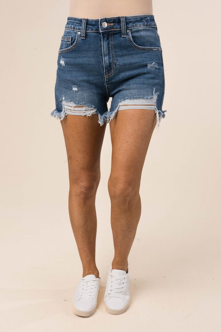 Zenana High Rise Dark Wash Denim Shorts