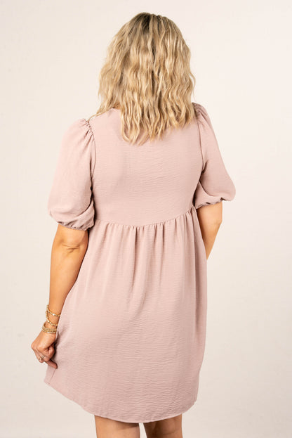 Crinkled Bow Front Babydoll Dress