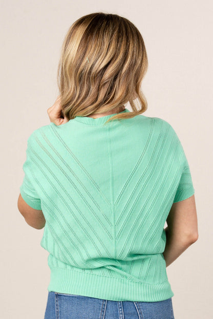 Lightweight Chevron Pointelle Knit Sweater