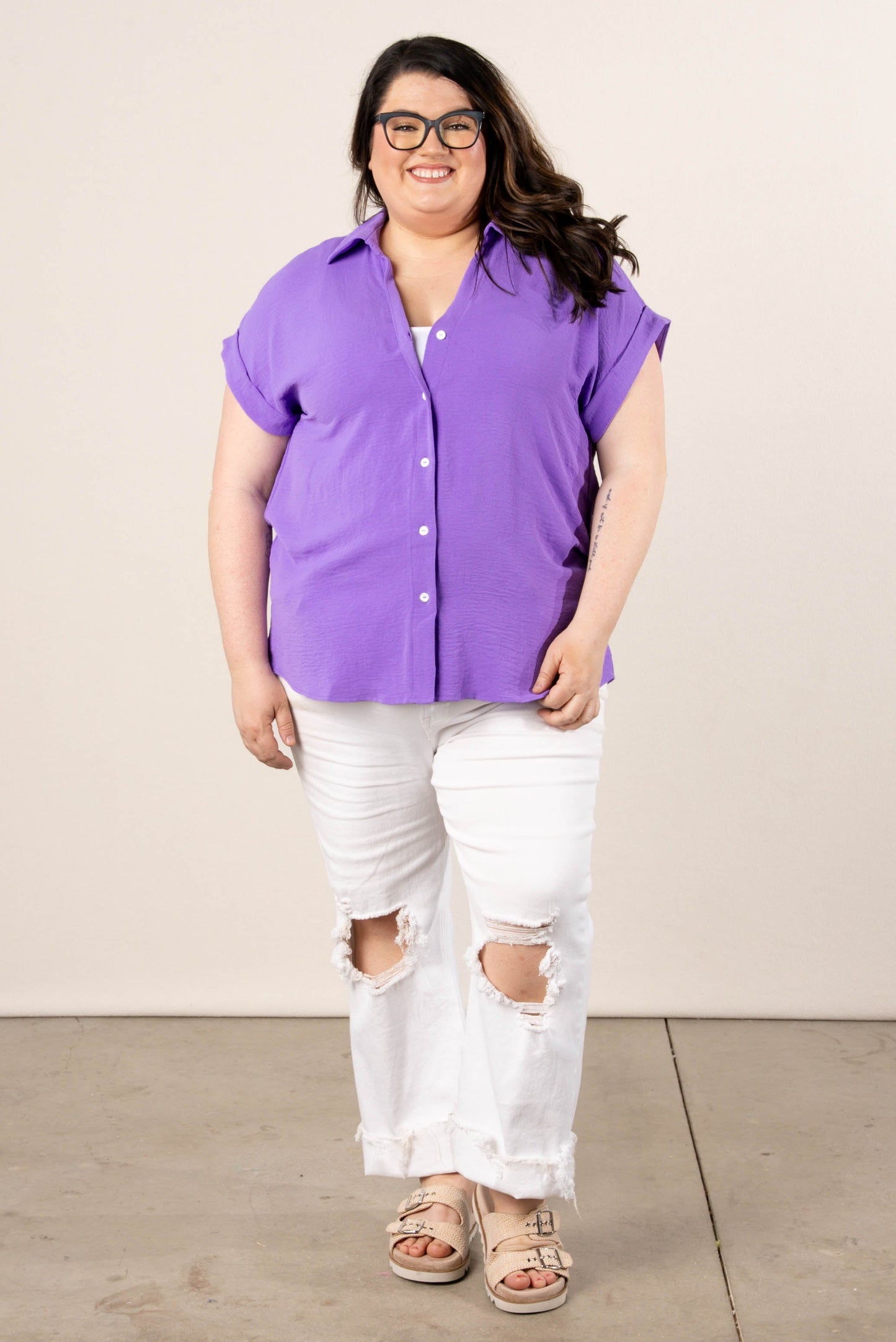 Crinkle Knit Hi-Lo Shirt