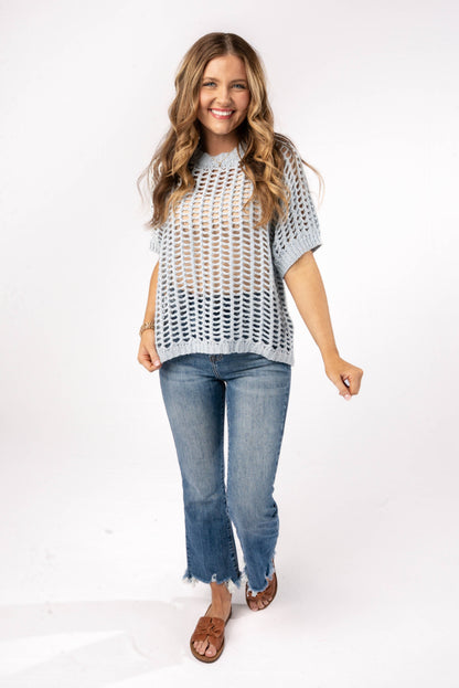 Open Knit Raglan Top