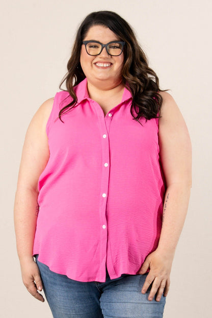 Crinkle Knit Sleeveless Shirt