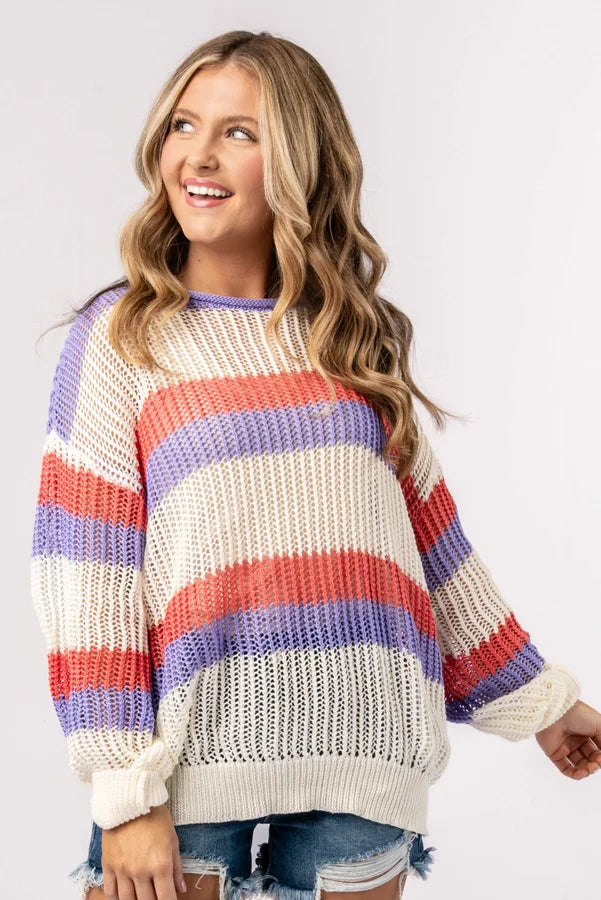Striped Open Knit Top *Final Sale*