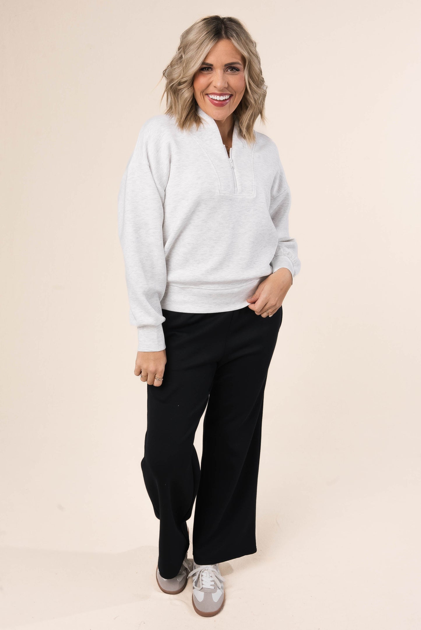 Open Neck Half Zip Scuba Pullover