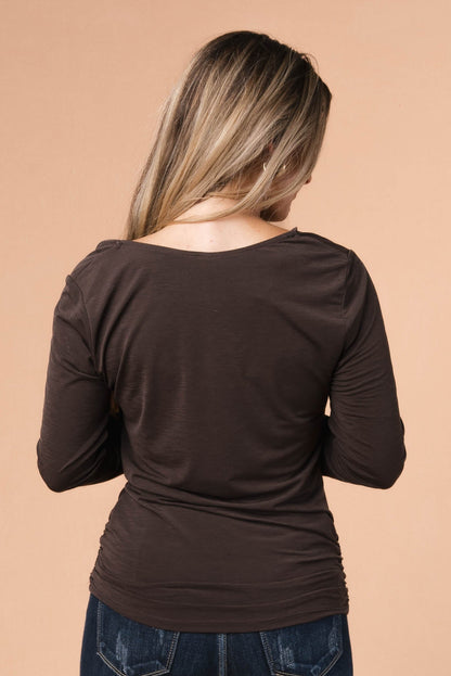 Draped Neck Ruched Side Top *Final Sale*