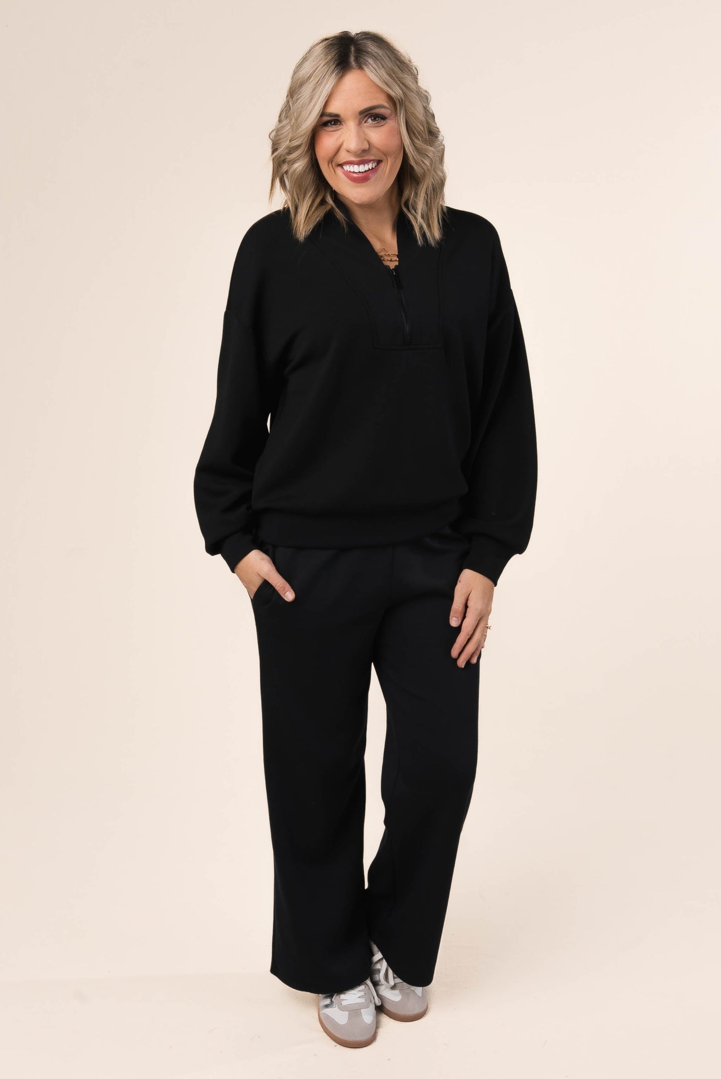 Open Neck Half Zip Scuba Pullover