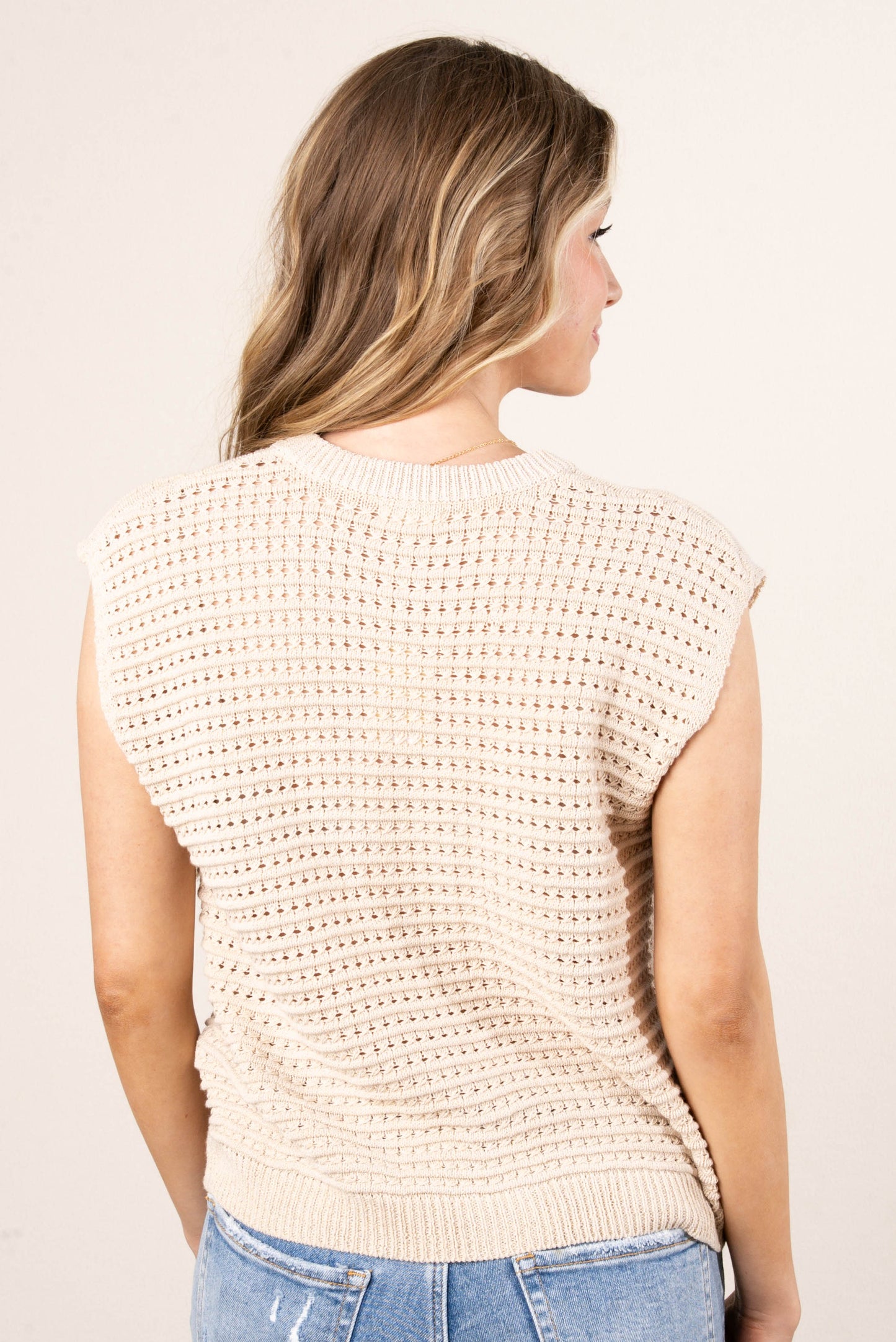 Crocheted Gold Button Sweater Vest