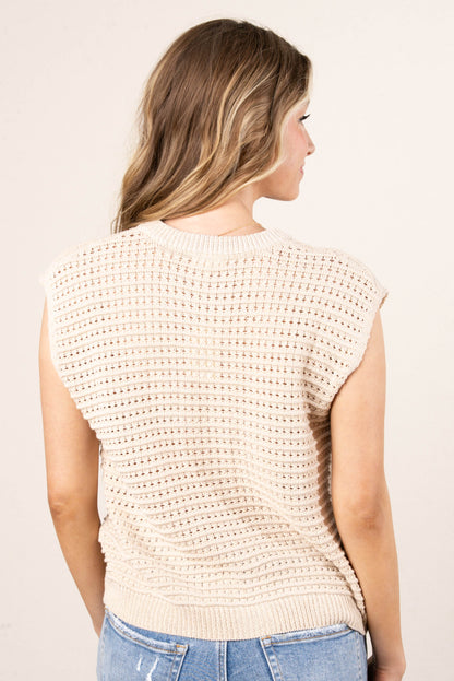 Crocheted Gold Button Sweater Vest