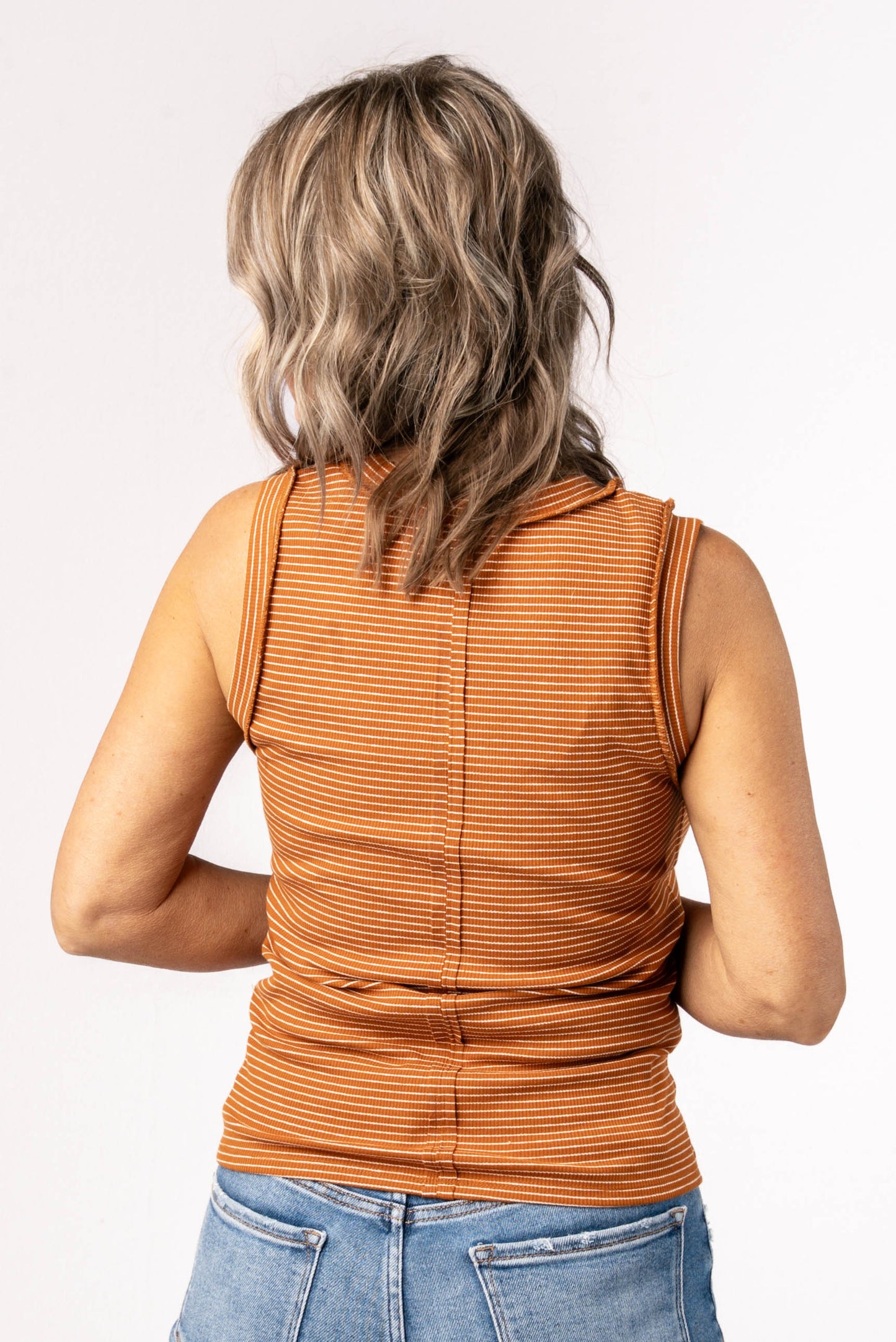 Striped Raw Edge Tank
