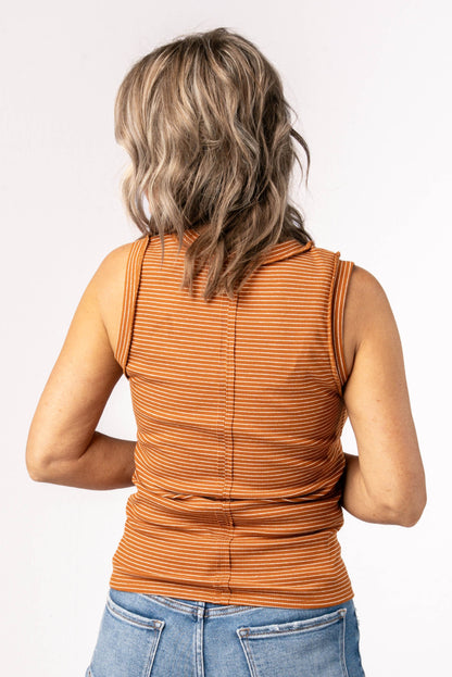 Striped Raw Edge Tank