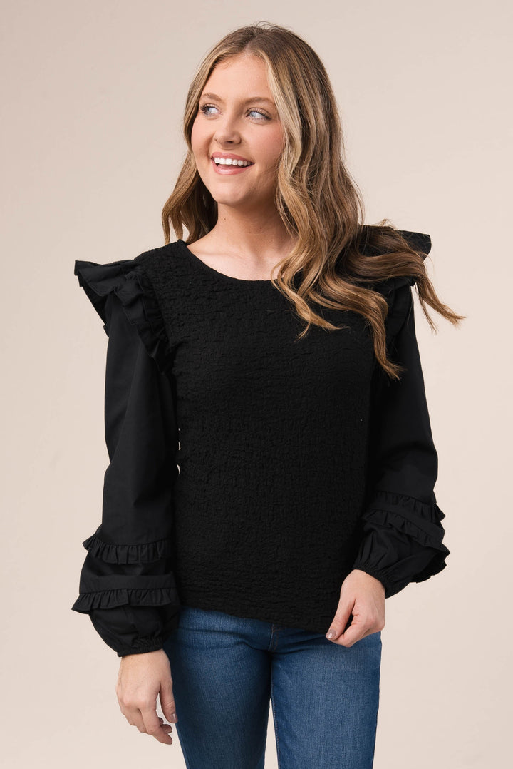 Smocked Ruffled Sleeve Top *Final Sale*