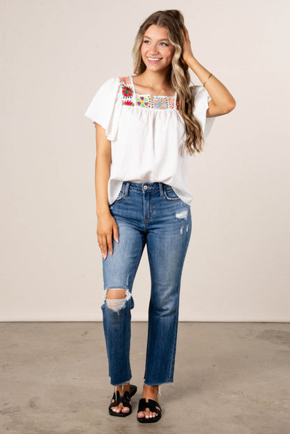 Georgia Mae Crocheted Square Neck Top
