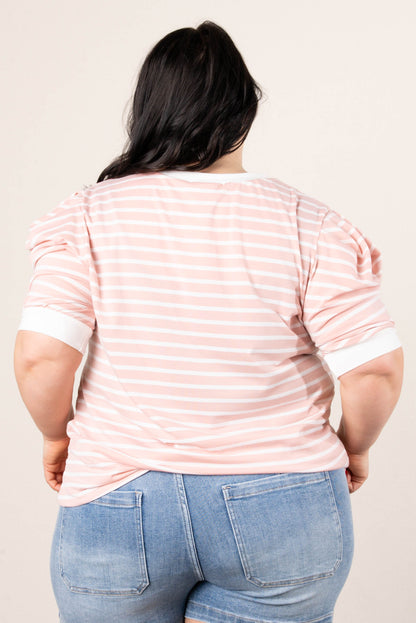 Striped Pleated Puff Sleeve Top *Final Sale*