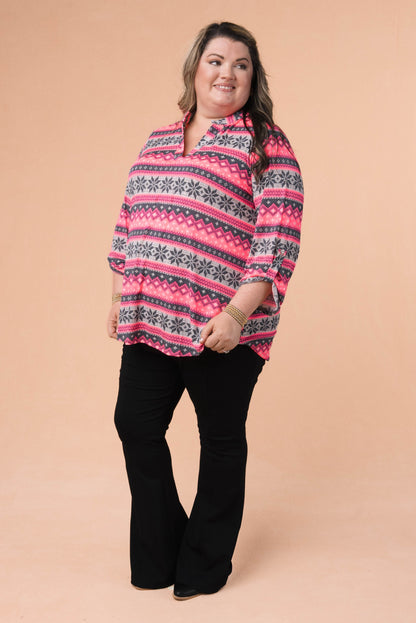 Liz Printed Tab Sleeve Top *Final Sale*
