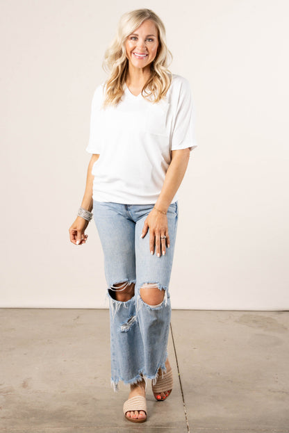 Waffle Knit Dolman Pocket Top