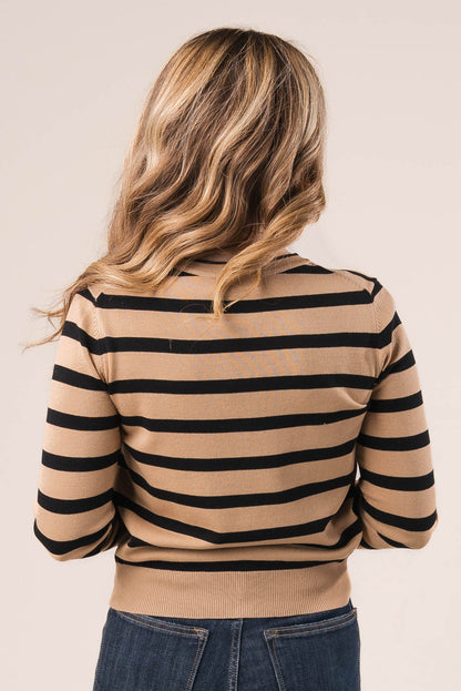 Striped Gold Button Sweater Cardigan