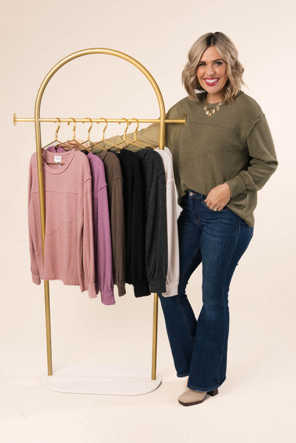 Ribbed Exposed Seam Top *Final Sale*