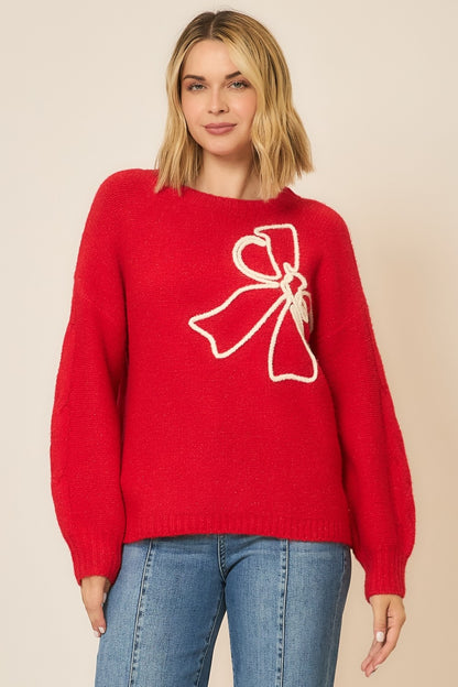 Bow Embroidered Knit Sweater PRE-ORDER
