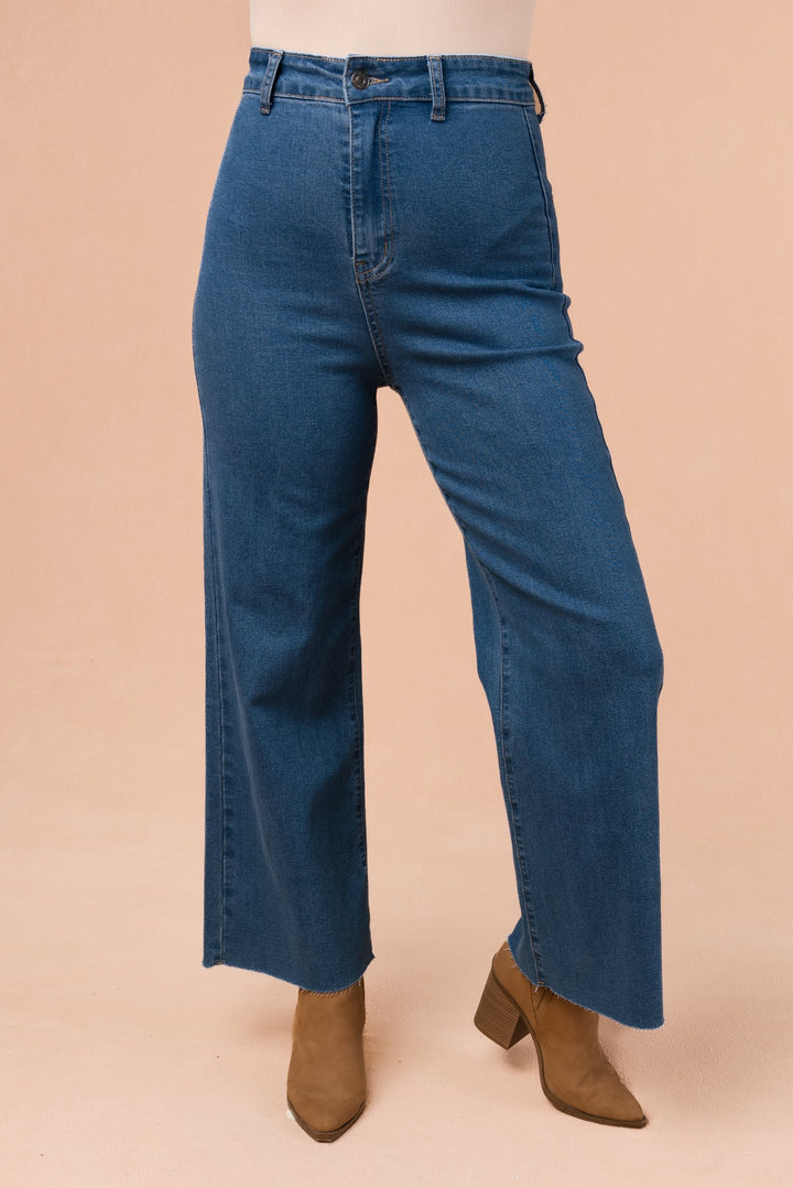 High Rise Cropped Wide Leg Jeans