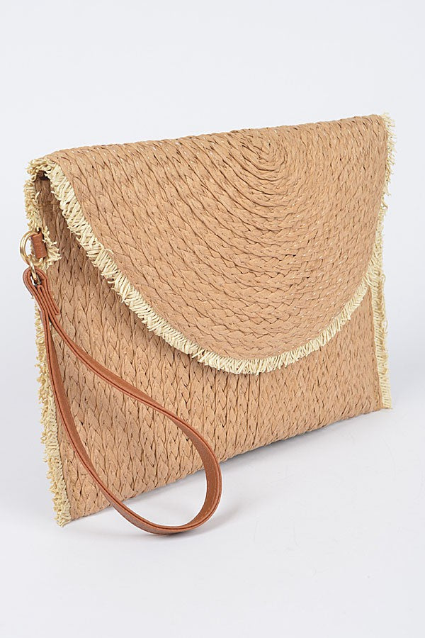 Island Breeze Raffia Wristlet Clutch Bag