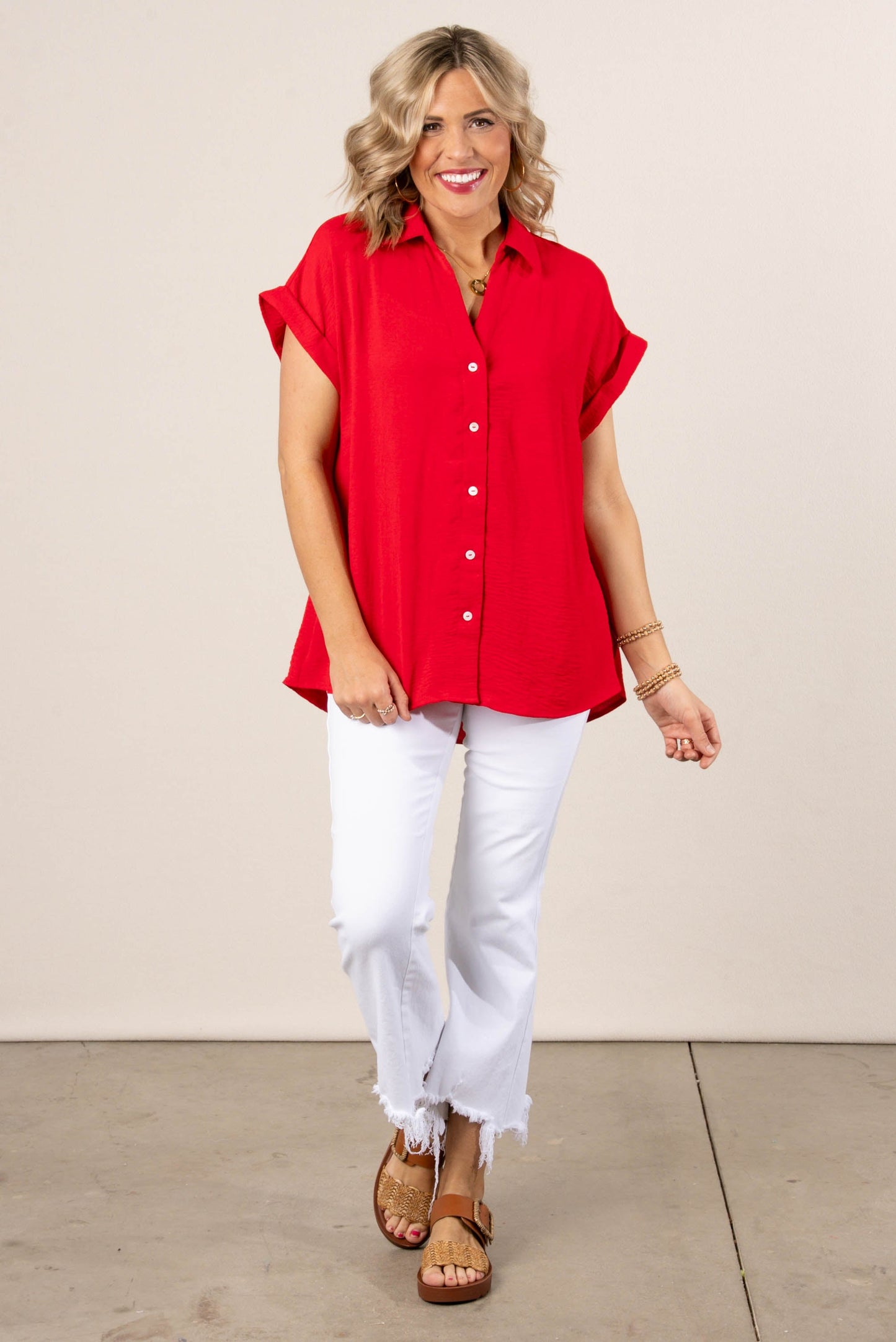 Crinkle Knit Hi-Lo Shirt