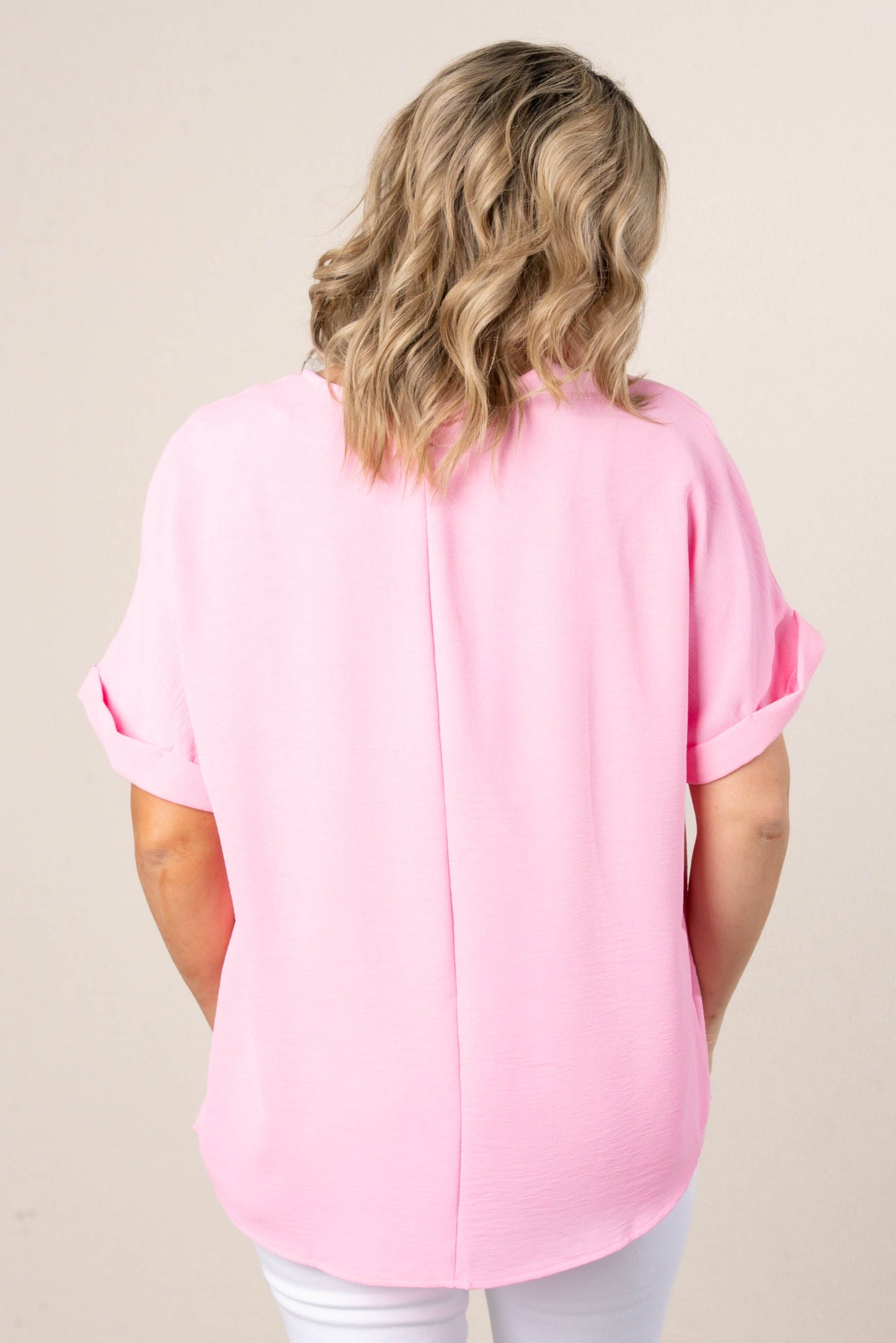 Crinkle Cuffed Sleeve Dolman Blouses
