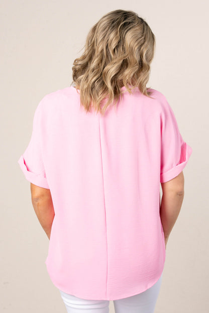 Crinkle Cuffed Sleeve Dolman Blouses
