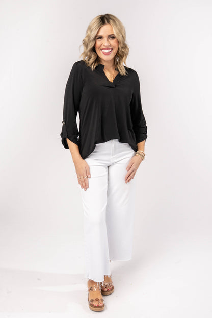 Liz Solid Tab Sleeve Top