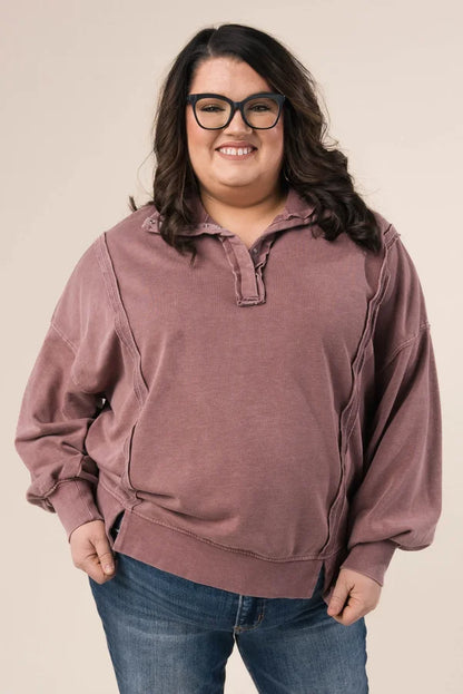 Mineral Washed Half Snap Pullover