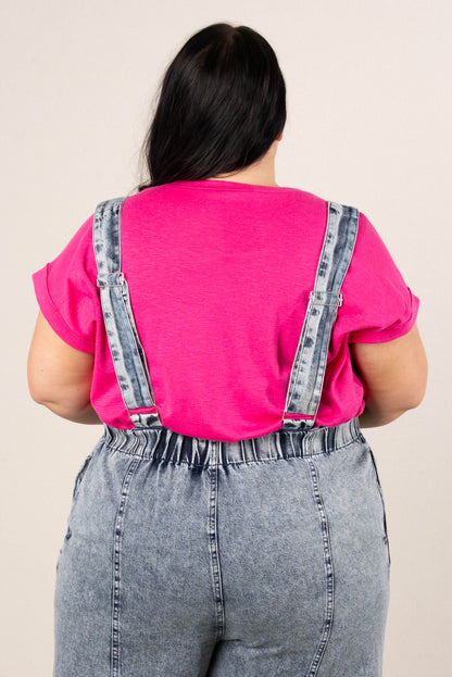 Washed Wide Leg Denim Overalls