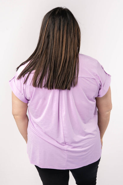 Liz Solid Short Tab Sleeve Top