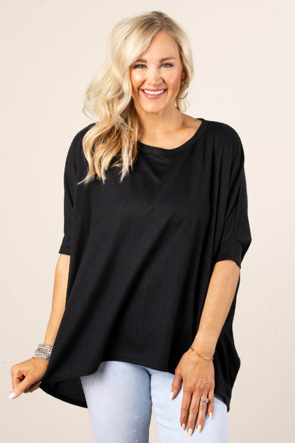 Waffle Knit Hi-Lo Poncho Top