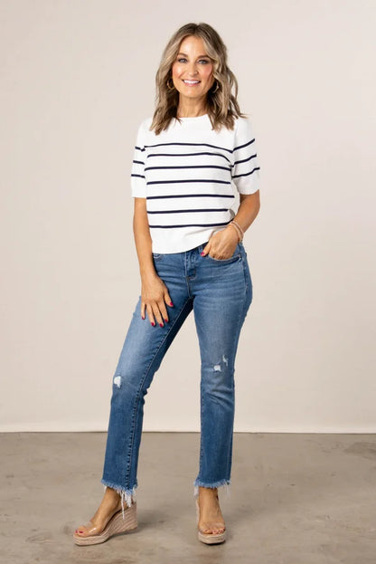 Lightweight Striped Sweater - Ivory