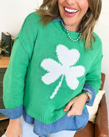 You're In Luck Shamrock Knit Sweater