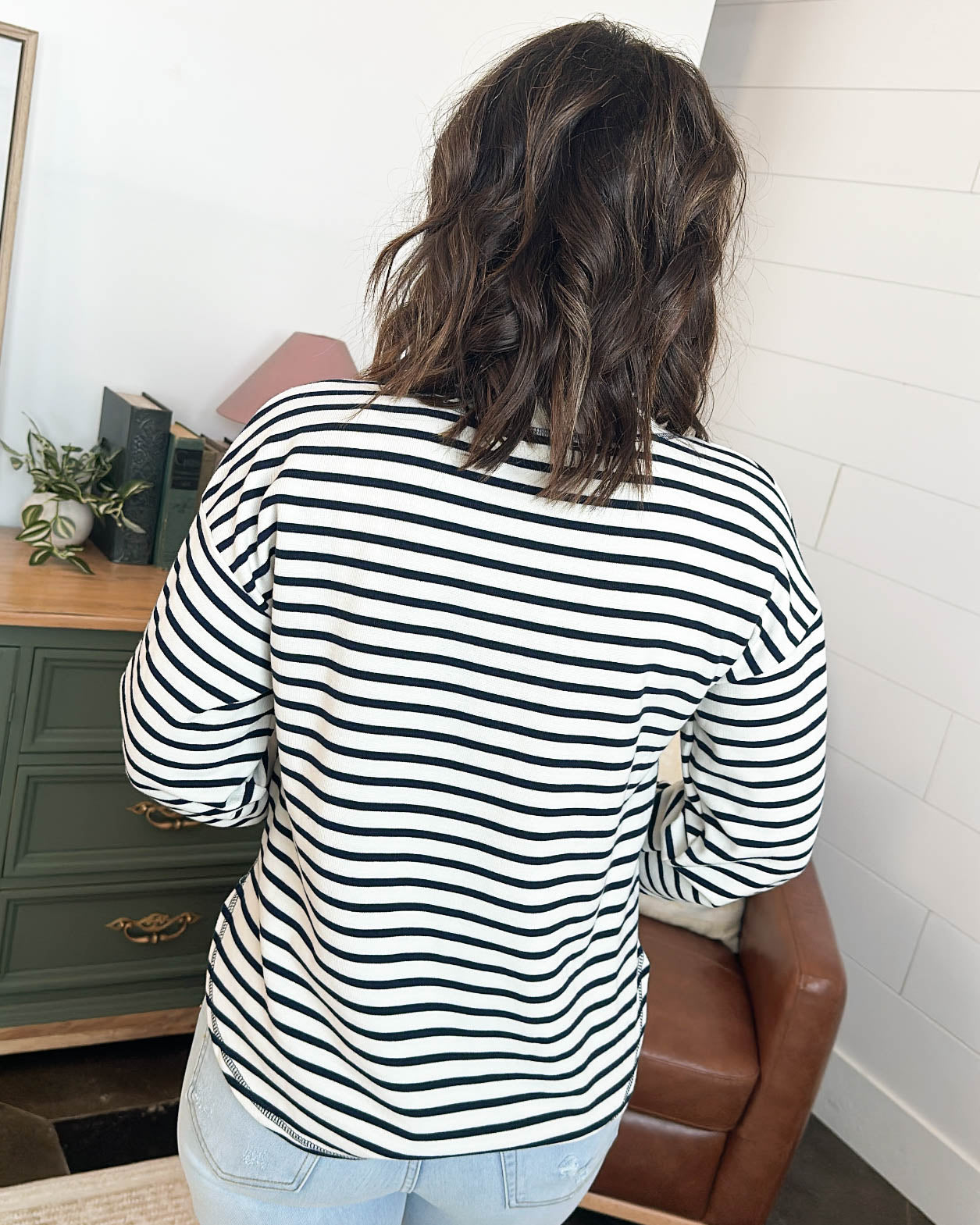 Stacey Striped Snap Henley Top