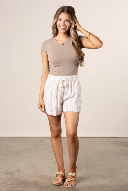 Linen Striped Drawstring Shorts *Final Sale*