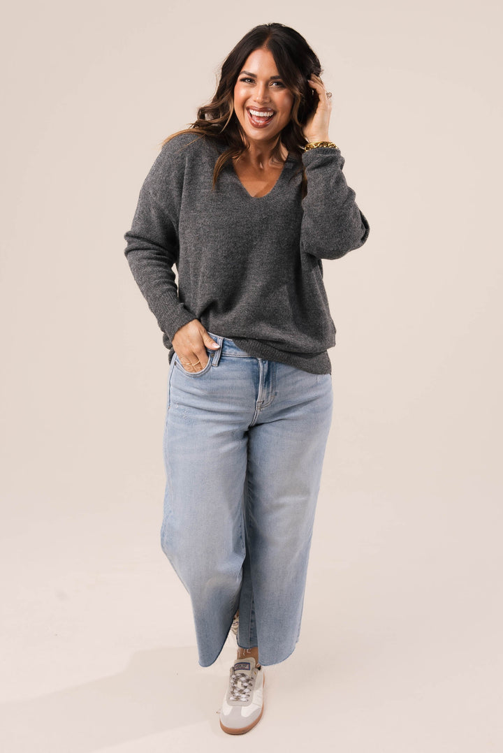 V-Neck Drop Shoulder Sweater *Final Sale*