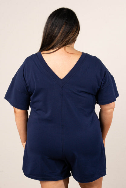 Reversible T-Shirt Romper in Navy *Final Sale*